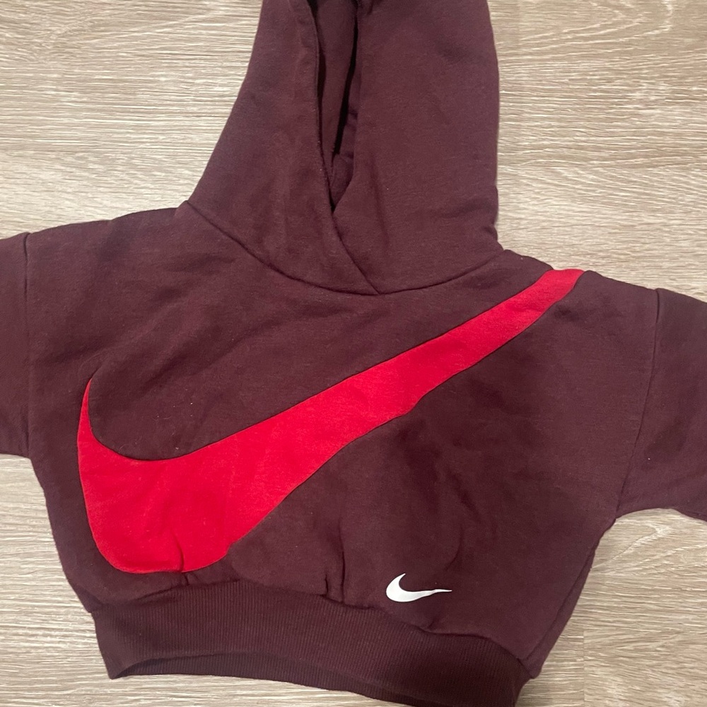 Nike Kids Burgundy Hoodie with Red Swoosh